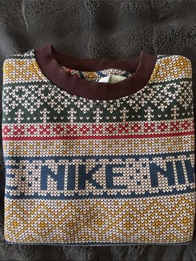 Nike Kids Multicolor Fair Isle Crewneck Sweatshirt - Navy, Red, Yellow, Green